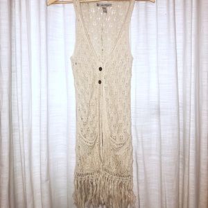 Crochet Fringe Sleeveless Cardigan